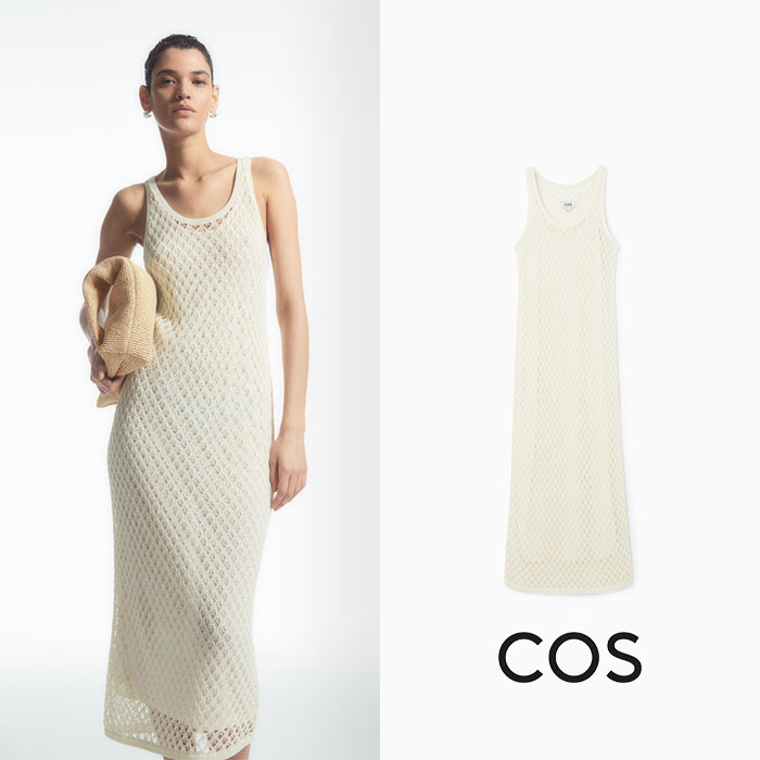 COS 코스 슬리브리스 오픈 니트 미디 드레스
