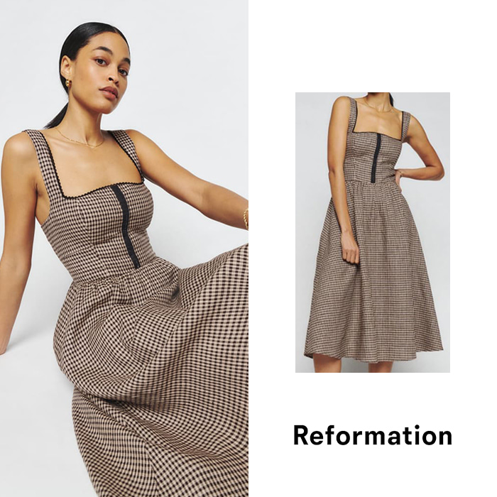 Reformation 리포메이션 탈리아텔 리넨 타탄 체크 원피스 드레스 (티파니 착용)