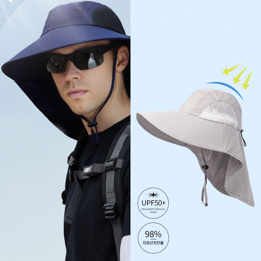 [기본상품] [국내발송] 접이식 사파리 플랩캡 버킷햇 자외선 차단 모자 남여 공용 등산 골프 낚시 물놀이 캠핑(상품코드 : P0000ETZ)
